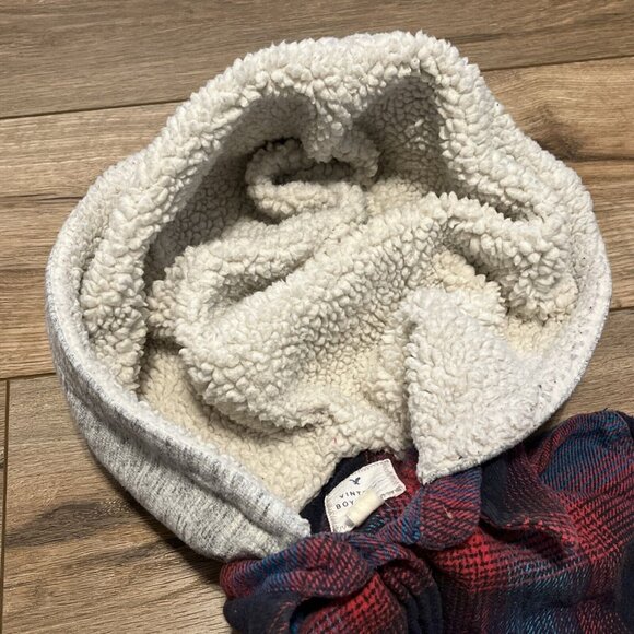 Women's American Eagle Vintage Boyfriend Flannel Shirt MEDIUM Hooded Button Up - Picture 8 of 12